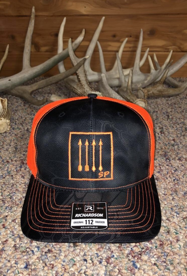Richardson 112 Leather Patch Hats with Your Logo OSFM (One Size Fits Most) / Kryptek Typhon/Orange
